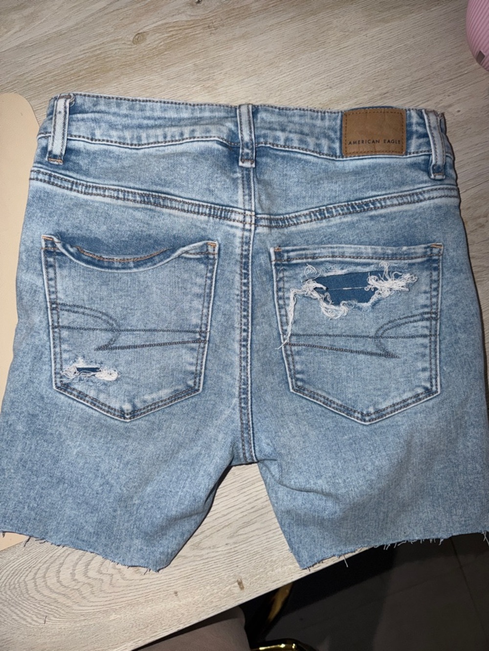 American Eagle Light Blue Denim Shorts with Washed Finish - Picture 3 of 3